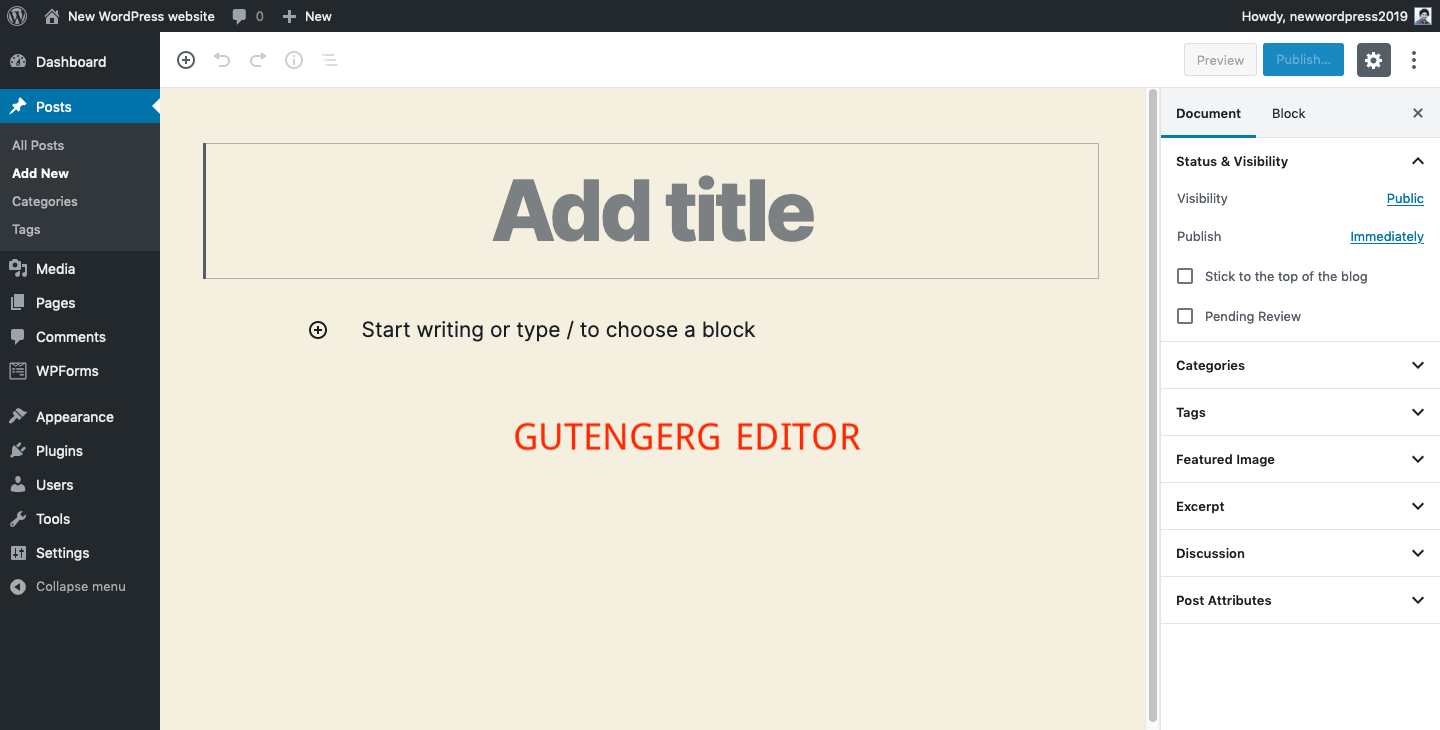 Gutenberg-editor-interface